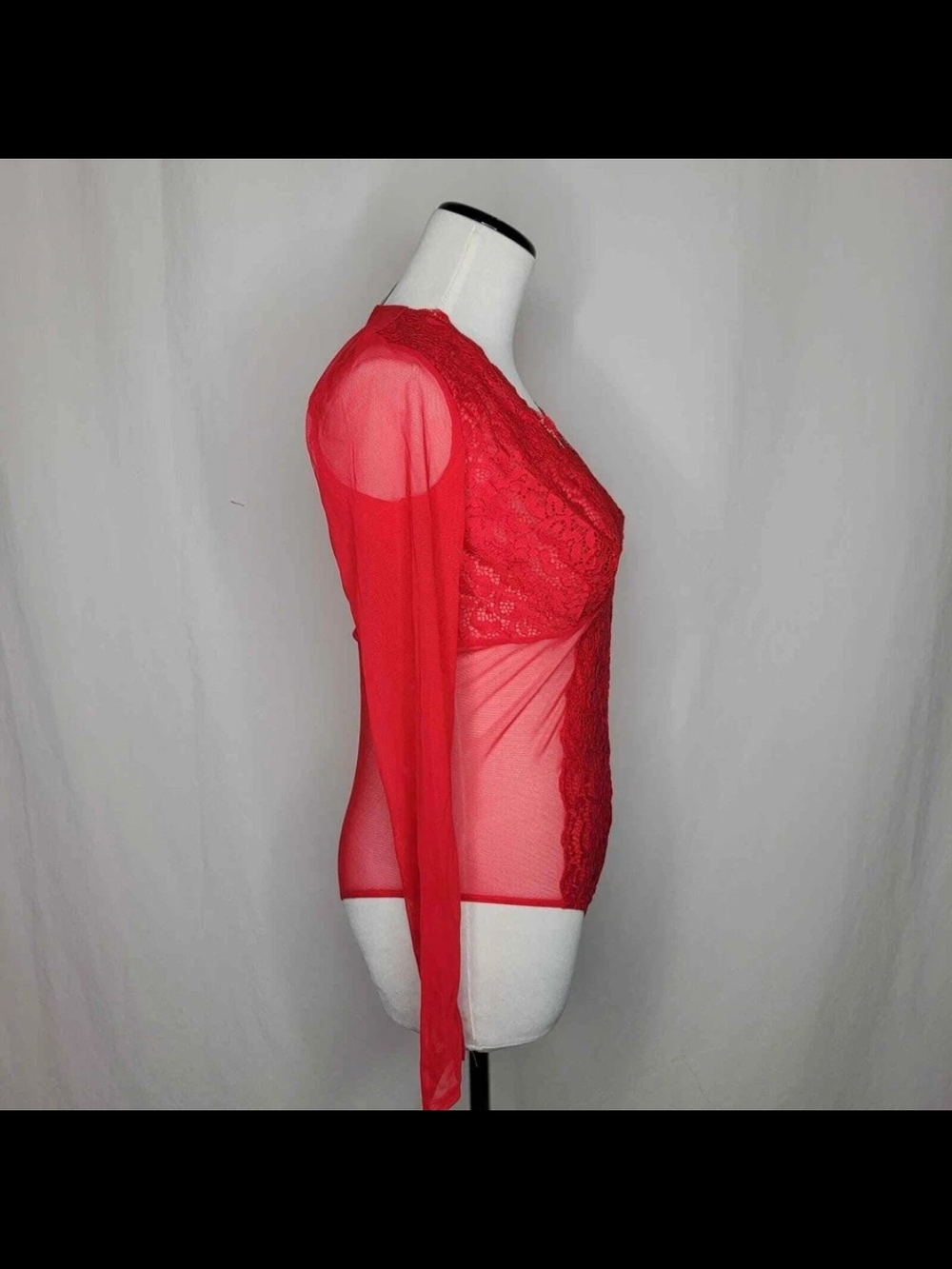 INC International Concepts Red Lace Long Sleeve Bodysuit – Medium NWT - Picture 5 of 9